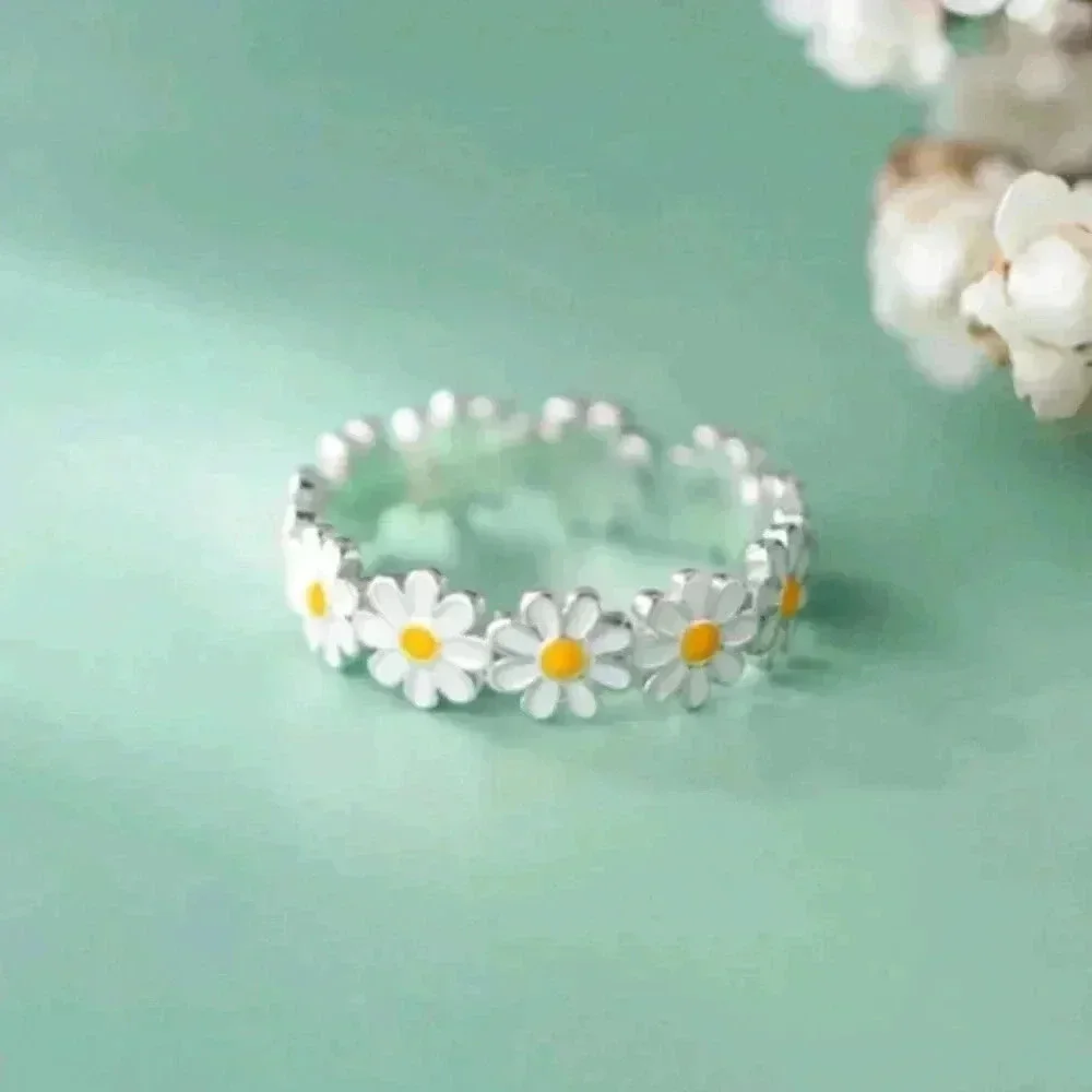 Daisy ring 💍 jewelry silver plated girls women's fun summer cute rings casual